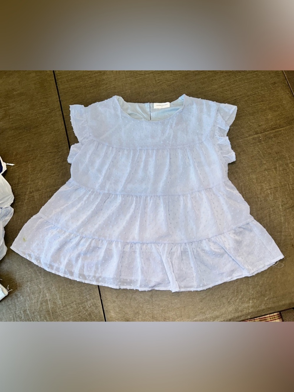 Goodnight Macaroon Pale Blue Tiered Ruffle Blouse